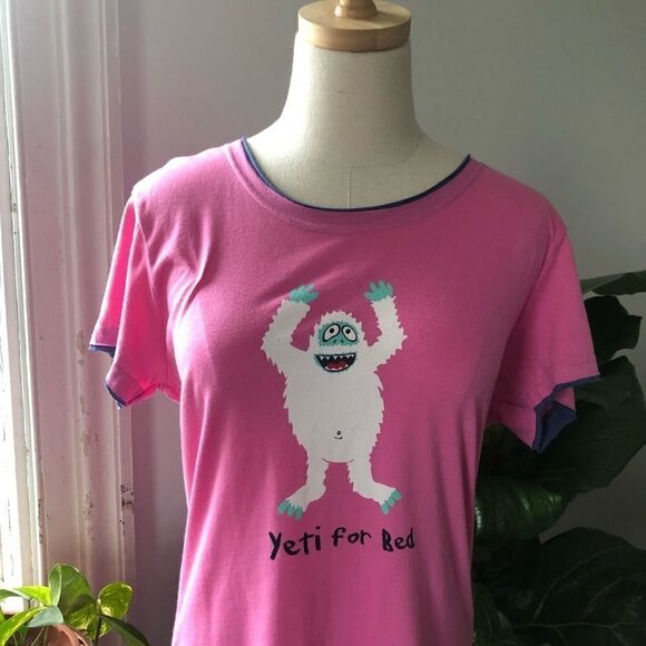 NEW ✨ Lazy One Yeti For Bed Fitted T-shirt PJ M - Picture 3 of 6